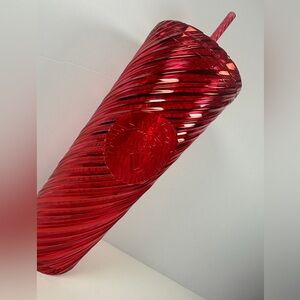 NEW Starbucks Christmas 2024 Red Swirl Stripe Venti Tumbler 24oz Cold Cup Winter